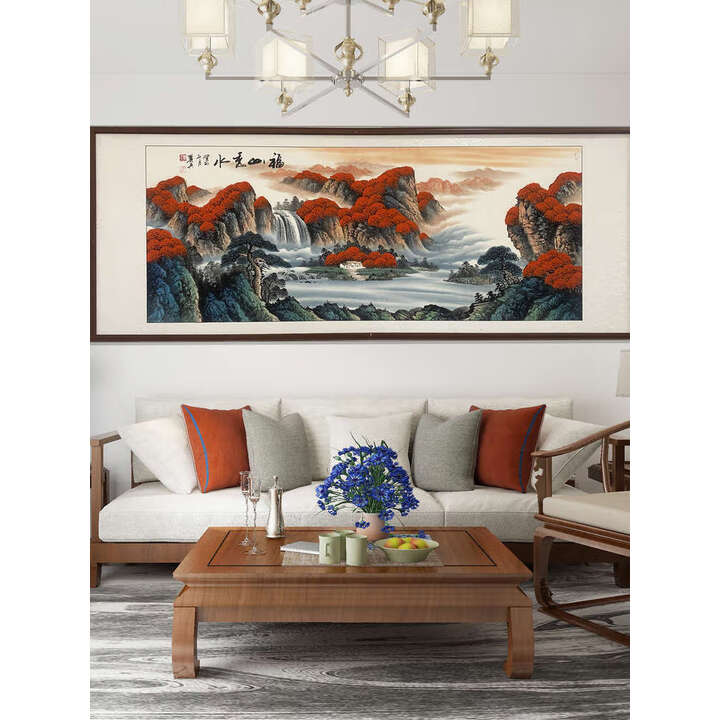 中国画手绘山水画客厅挂画中国装饰画沙发画幸运办公室水墨书画 鸿运当头孙献良手绘真迹 小六尺(装裱207cmX87cm) 手绘真迹 1【图片 ...