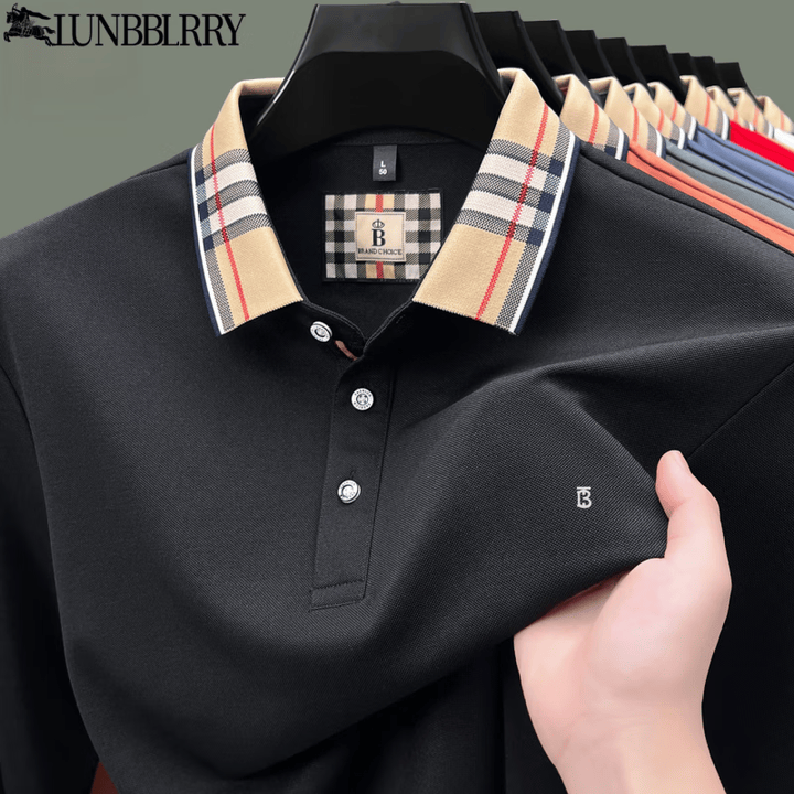 B PRORSUM巴宝莉 纯棉长袖t恤男士翻领休闲POLO衫上衣服2025新款 5618Q黑色 M 165码 建议100-120斤左右【图片 ...