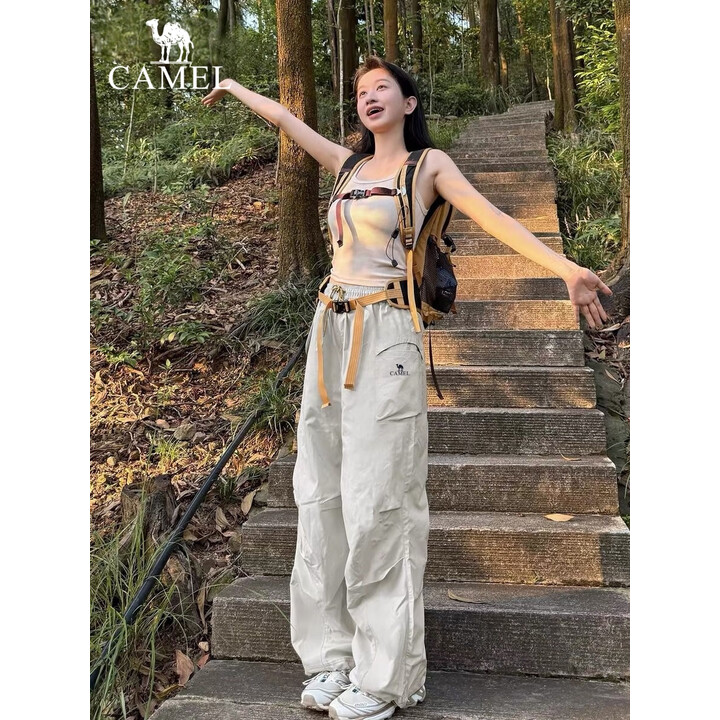 骆驼（CAMEL）白色速干冲锋裤女夏季户外小个子休闲伞兵裤运动登山工装裤子 浅卡其 S【图片 价格 品牌 报价】-京东