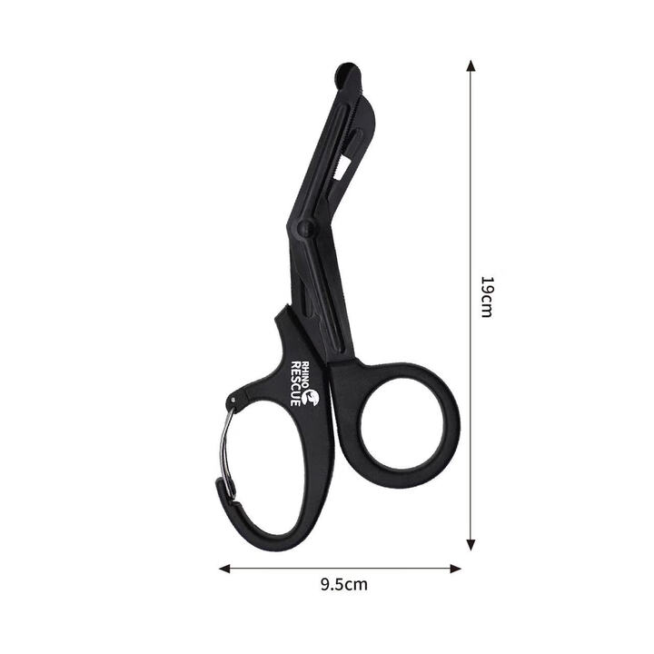 RHINO RESCUE犀牛救援绷带剪刀弯头EDC军规肌内效贴剪子专业带齿户外剪 19cm弯头绷带剪 带卡扣