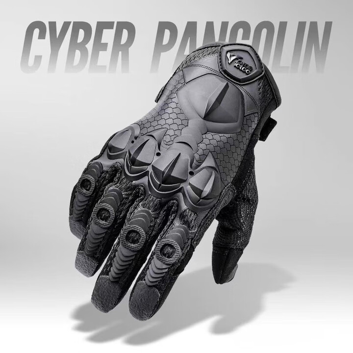 zune lotoo战术手套冬季男机车摩托车骑行户外手套触屏耐磨外骨骼保护全指 黑色 M