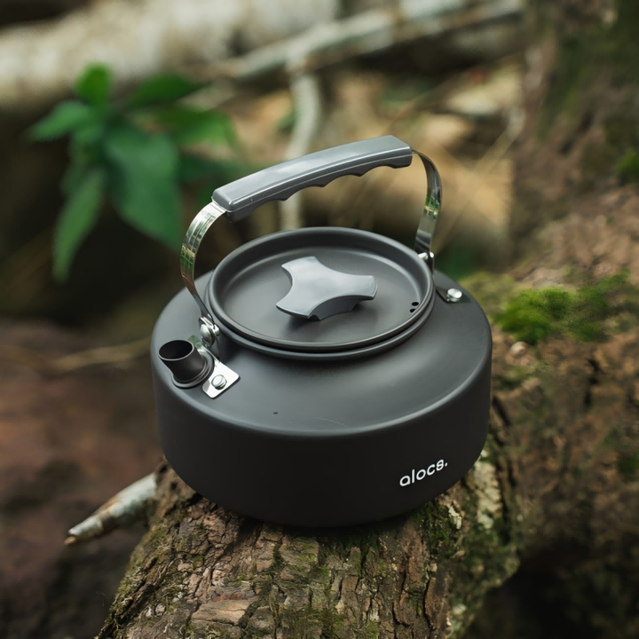 爱路客户外锅具轻量化铝合金便携6-8人适用分体卡式炉露营炊具野炊套锅 水壶0.8L