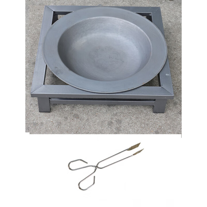 木炭取暖炉户外农村老式铁盆桌碳火盆取暖烤火盆户外围炉煮茶烧烤 四边烤火盆【铸铁盆】+碳夹