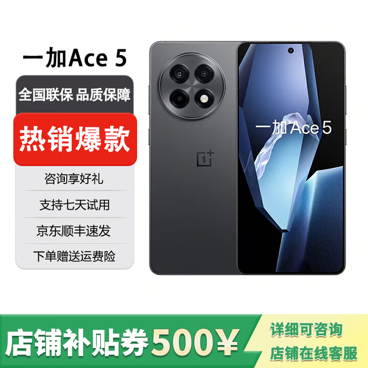 一加展机Ace 5第三代骁龙8 风驰游戏内核6400mAh冰川电池 全速黑 12GB+256GB 单机+第三方品牌充电器+全国联保