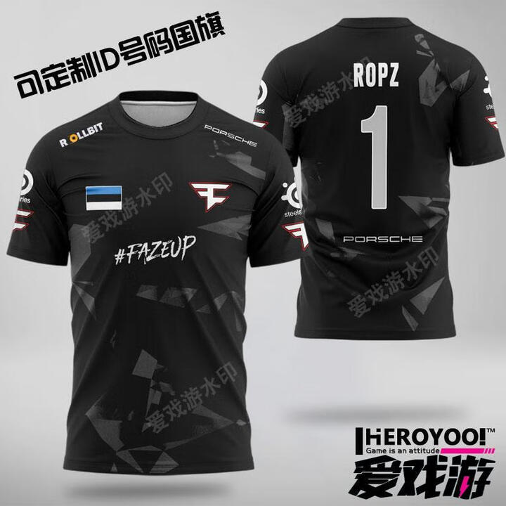 faze clan队服CSGO可定制ID电竞服比赛major衣服短袖T恤ROPZ FAZE25款短袖可定制ID国旗号码 25款4星 S【图片 ...