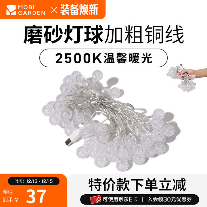 牧高笛（MOBIGARDEN）串灯 户外露营加长铜线串灯生日聚会庭院LED氛围灯 USB版-水晶气泡灯球