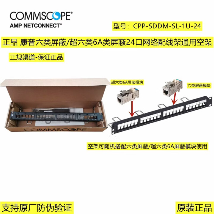 COMMSCOPE正品康普/安普超六/七类6A屏蔽配线架CPP-SDDM-SL-1U-24 24口 屏蔽空架价格/个【图片 价格 品牌 报价】-京东