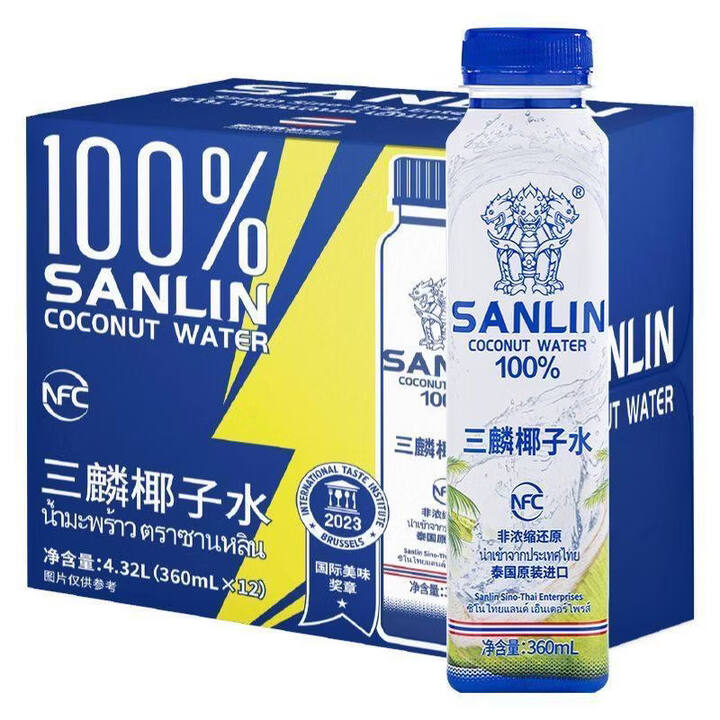 SANLIN三麟100%NFC椰子水泰国原装进口360mL配料纯净椰汁水饮料饮品 360ml*6瓶【图片 价格 品牌 报价】-京东