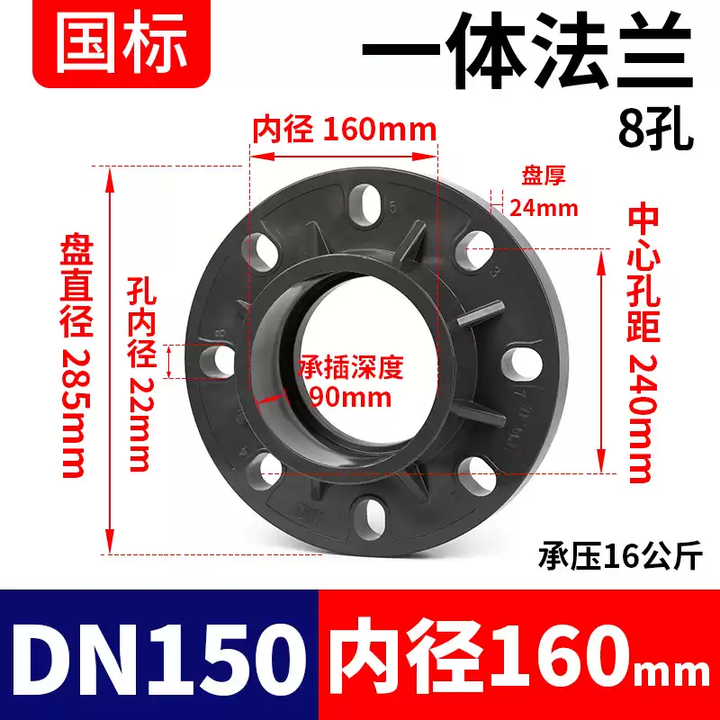安固冠UPVC法兰圈活套塑料法兰盘国标PVC管分体式法兰座接头dn25 一体DN1508孔PN16【图片 价格 品牌 报价】-京东