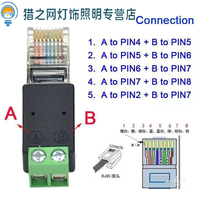 君默RJ45转485端子网线接线RJ45转接头B RJ45转端子 水晶头转接线端子 A接PIN1 + B接PIN4【图片 价格 品牌 报价】-京东