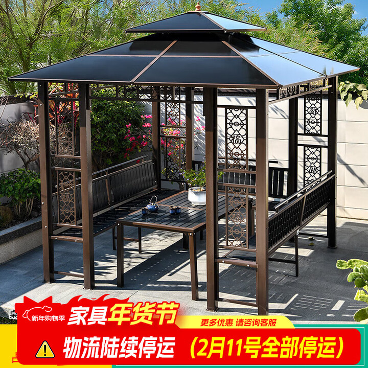 远茂(YM)户外阳光板顶凉亭庭院花园小木屋别墅院子遮阳棚户外休闲亭子 阳光板福亭+3面座板+桌子【图片 价格 品牌 报价】-京东