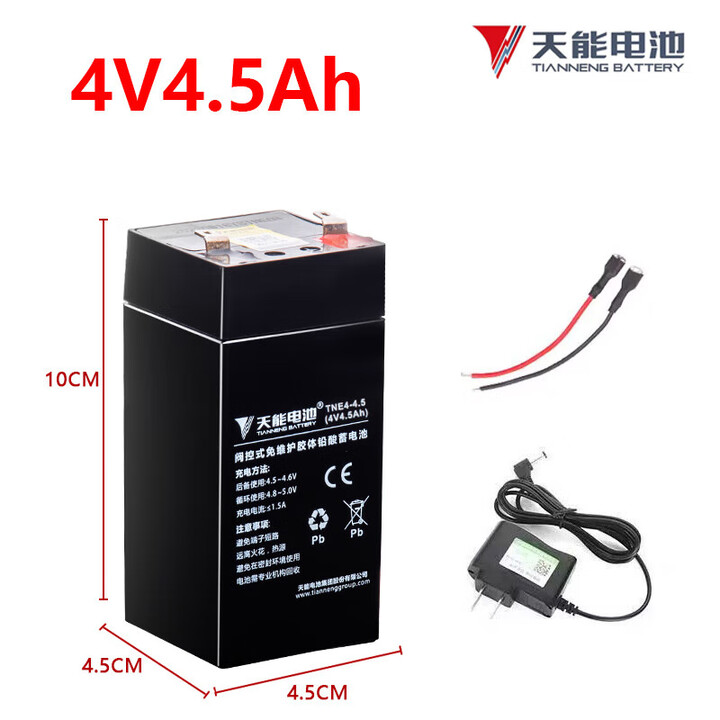 天能电池(TIANNENG BATTERY)天能电子秤电池通用大全4V4ah台秤蓄电池童车6v4.5A通用电瓶 天能4V4.5AH变灯充电器 ...