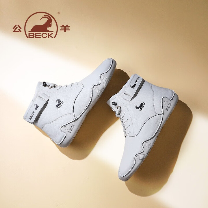 公羊马丁靴女鞋秋冬季真皮短靴女2024新款时尚小白鞋女软底休闲皮鞋女