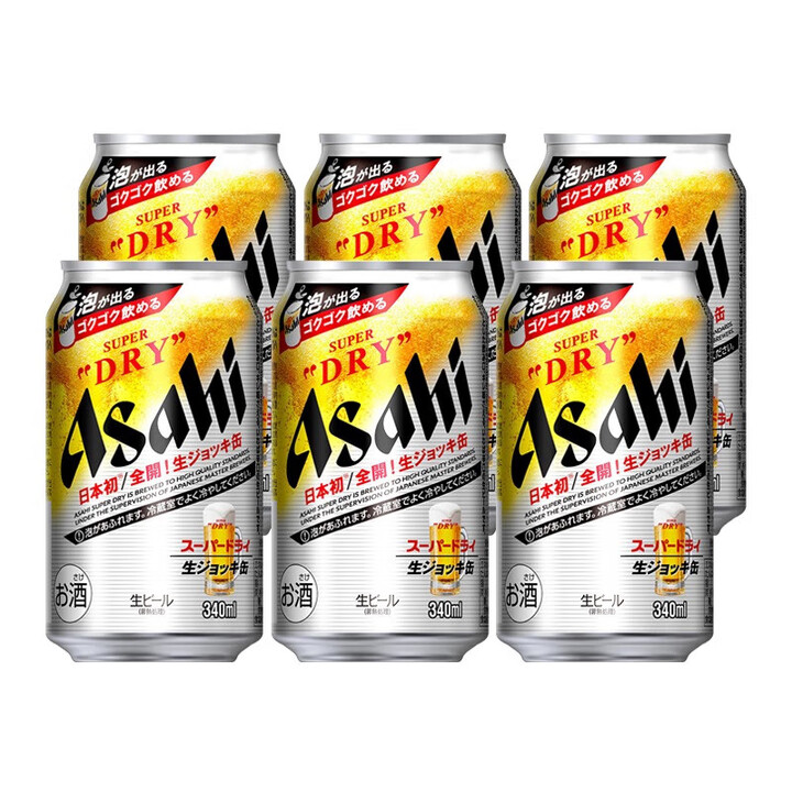 Asahi生啤辛口爽啤酒 朝日啤酒听装玻璃瓶装黄啤酒 朝日全开盖 340mL 6罐【图片 价格 品牌 报价】-京东