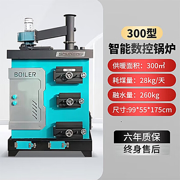 能师傅全自动数控锅炉家用燃煤九回程燃煤柴电智能反烧养殖农村地暖气炉 300型 智能数控锅炉