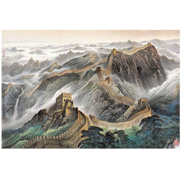 山头林村西墙客厅挂画 背有靠山万里长城图海报自粘贴纸墙画风水风景画自 山水画 无框高80x宽120厘米背胶贴画【图片 价格 品牌 报价】-京东