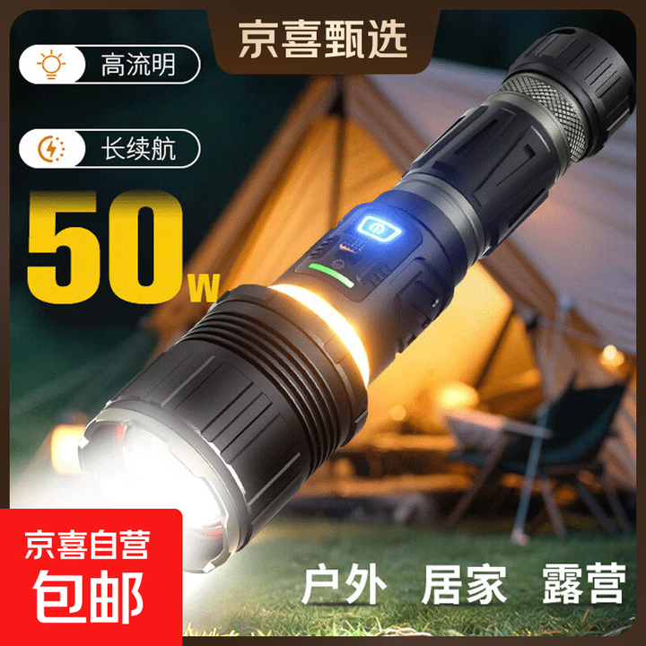 大功率手电筒强光超亮伸缩变焦远射多功能户外无极调光 F460-多功能露营灯