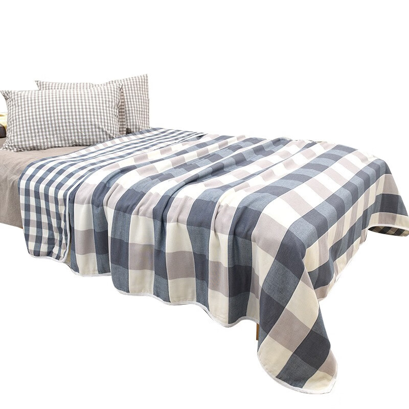 Tri-polar40纱支六层纱布毛巾被空调被 TP2903 大蓝格 150*200cm