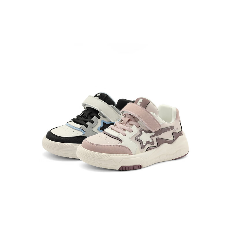 百丽童鞋魔术贴星星板鞋2023秋季新商场同款拼色潮流板鞋C3109C83 米粉 34