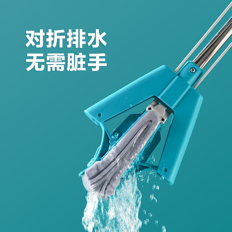 茶花海绵拖把2023新款头对折挤水免手洗拖地胶棉吸水地拖布 【洁境蓝】洁境对折胶棉拖