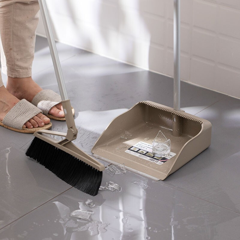 茶花（CHAHUA） 茶花扫把软毛扫帚簸箕套装组合畚斗簸箕笤帚扫地 卡其色