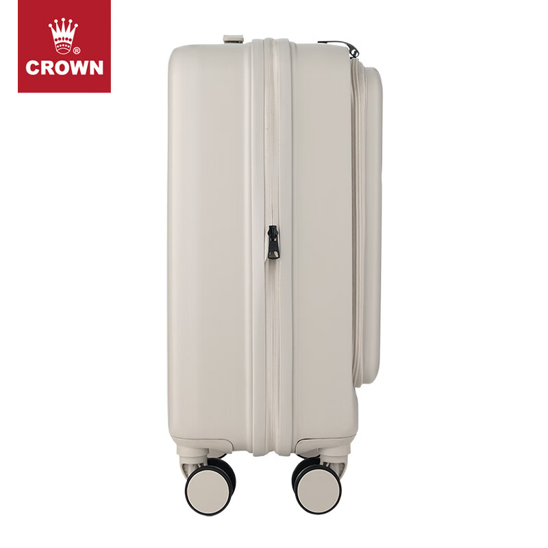 皇冠（CROWN）皇冠前置可扩充行李箱C-F5502H 米灰 拉链 26英寸 需托运