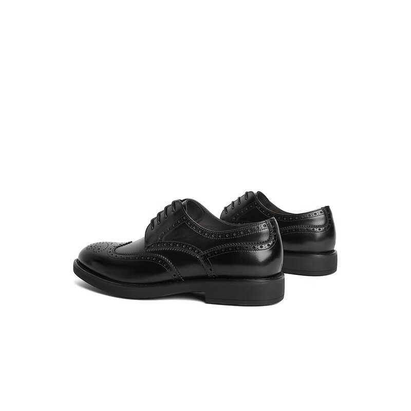 百丽布洛克雕花商务鞋男2023冬季新商场同款牛皮正装皮鞋8CD01DM3 黑色 40