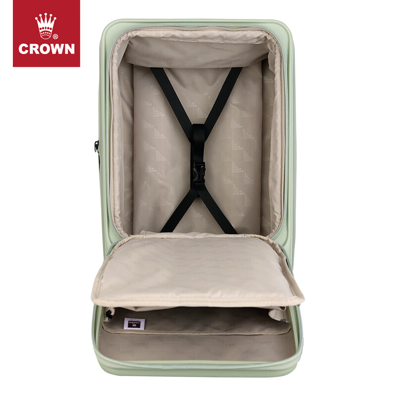 皇冠（CROWN）皇冠前置可扩充行李箱C-F5502H 抹茶绿 拉链 20英寸 可登机