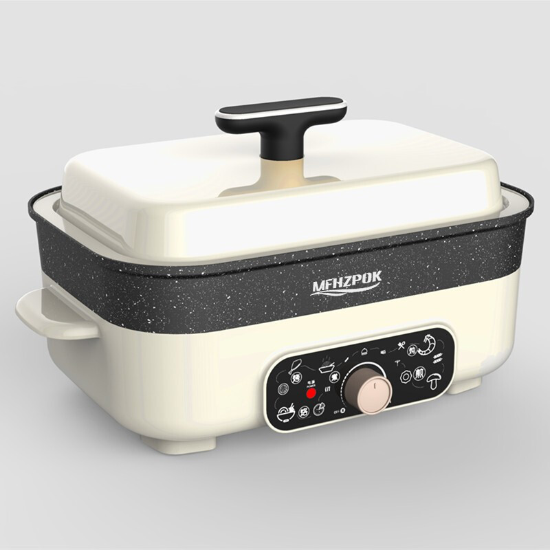 摩飞电器（MFHZPOK） MF-202B多功能料理锅4.5L大容量家用多用锅蒸煮炒煎锅一体锅 白色