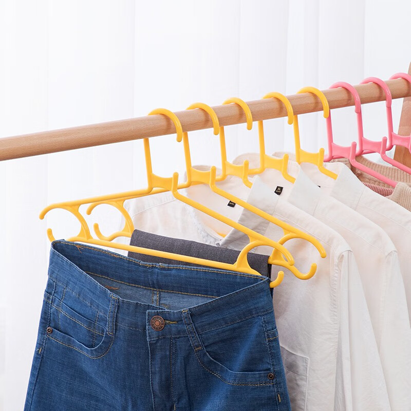 茶花（CHAHUA） 茶花塑料衣架家用成人衣撑凉衣架挂钩无痕衣柜晾衣服架子 【15只】颜色随机