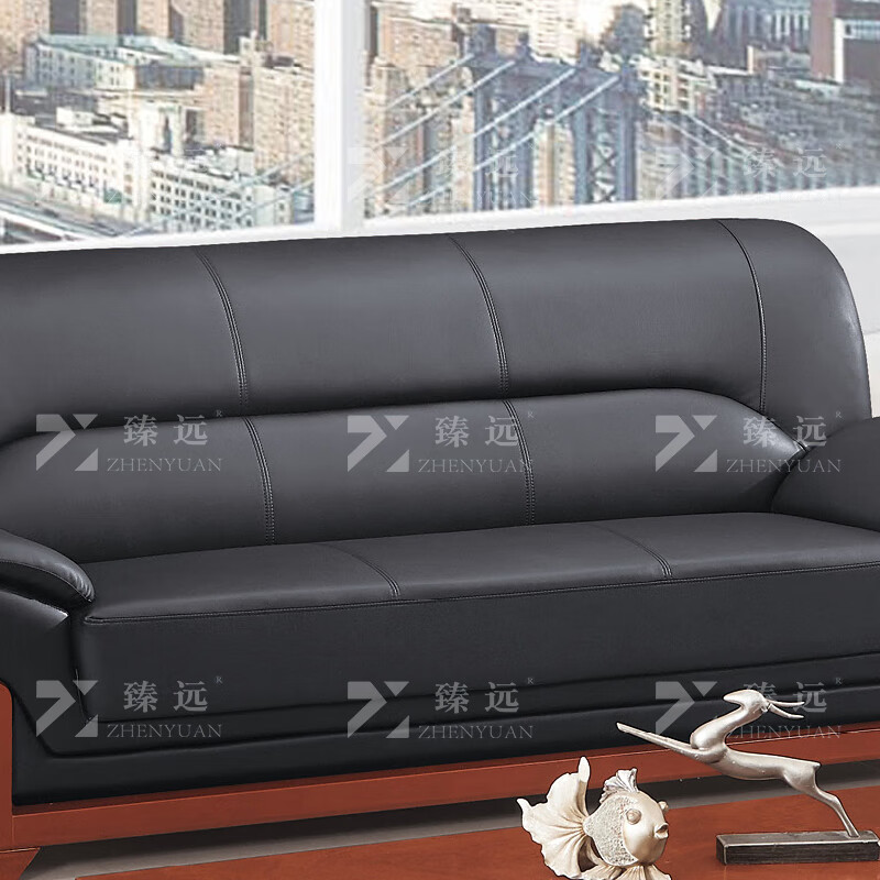 臻远ZYJJ-80287办公沙发茶几组合办公室简约会客接待沙发牛皮三人位