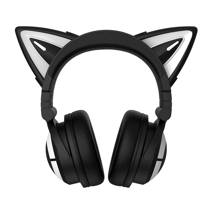 妖舞猫耳耳机三代粉晶猫咪无线蓝牙5 0头戴式猫耳朵耳机动漫游戏二次元电脑发光耳麦喵咪精灵黑 无线耳机 万如峰科技