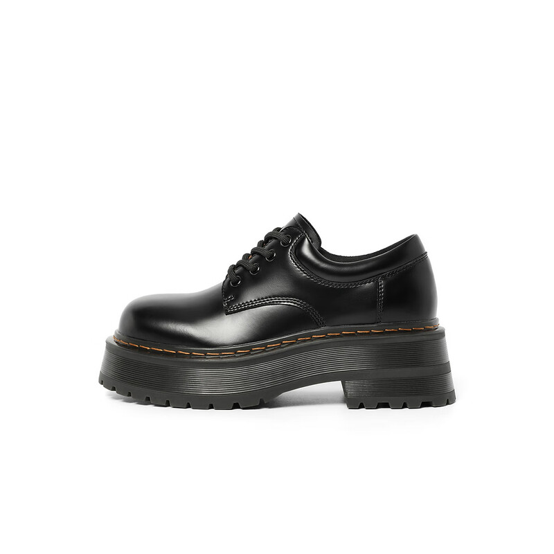 百丽英伦风牛津鞋女2023秋季新款粗跟高复古皮鞋B1565CM3预售 黑色 35