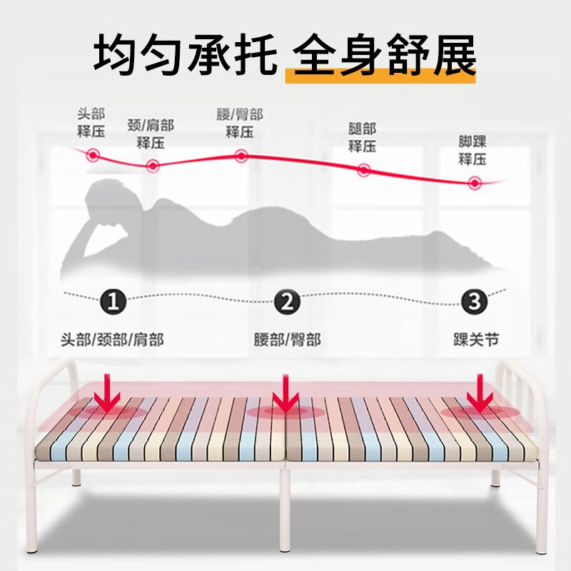 荣兵折叠床 单人 家用 午休床 简易硬板床 行军床宽0.9米长1.9米