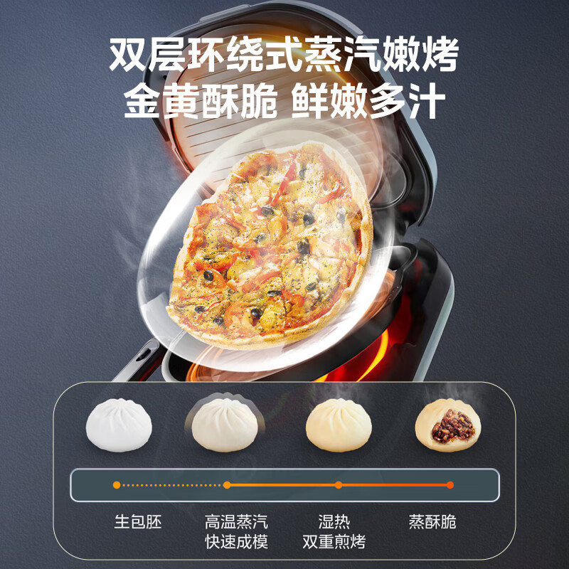美的（Midea）电饼铛家用双面加热可拆洗煎饼铛煎烤机烙饼锅早餐机30mm加深烤盘滑控火力JKE30J63