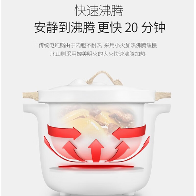九阳（Joyoung）电炖锅4.5升 电炖盅煮粥锅养生锅煲汤锅 白瓷电锅全自动预约家用D-45Z2 北山系列