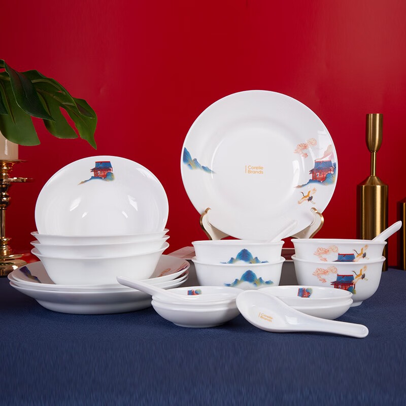 康宁餐具 冰萃玲珑 盛世鸣和餐具 冰萃玲珑盛世鸣和餐具20件套 20头