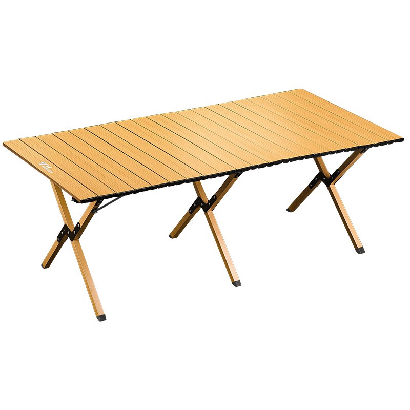清系便携式露营桌子野餐可折叠克米特椅野营用品装备户外折叠桌蛋卷桌 桃木色中号60款