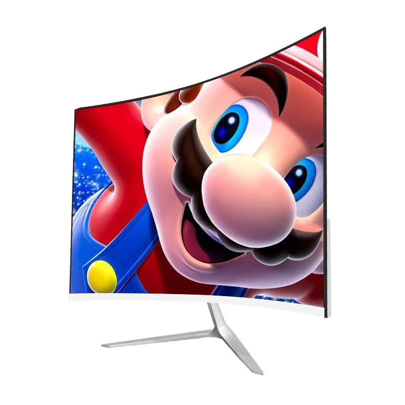 惠冠q24 电脑显示器白色黑红24英寸曲面 高清hdmi液晶屏 家用办公台式