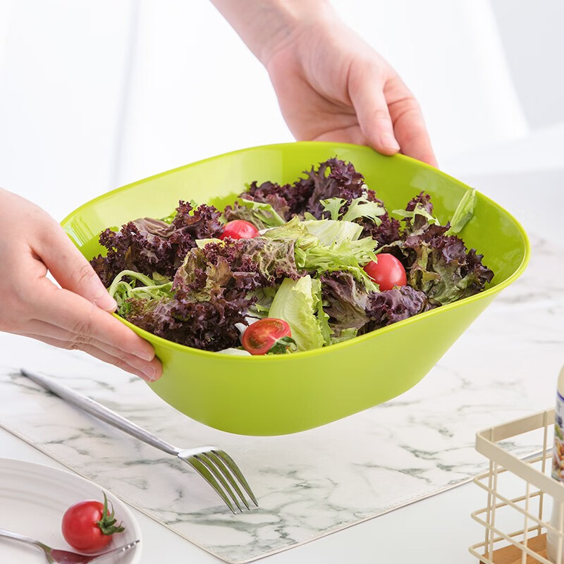 茶花（CHAHUA） 茶花水果盘果盆客厅沙拉水果盆塑料创意时尚沙拉碗 2787方形颜色随机3个