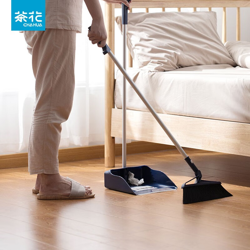 茶花（CHAHUA） 茶花扫把软毛扫帚簸箕套装组合畚斗簸箕笤帚扫地 卡其色