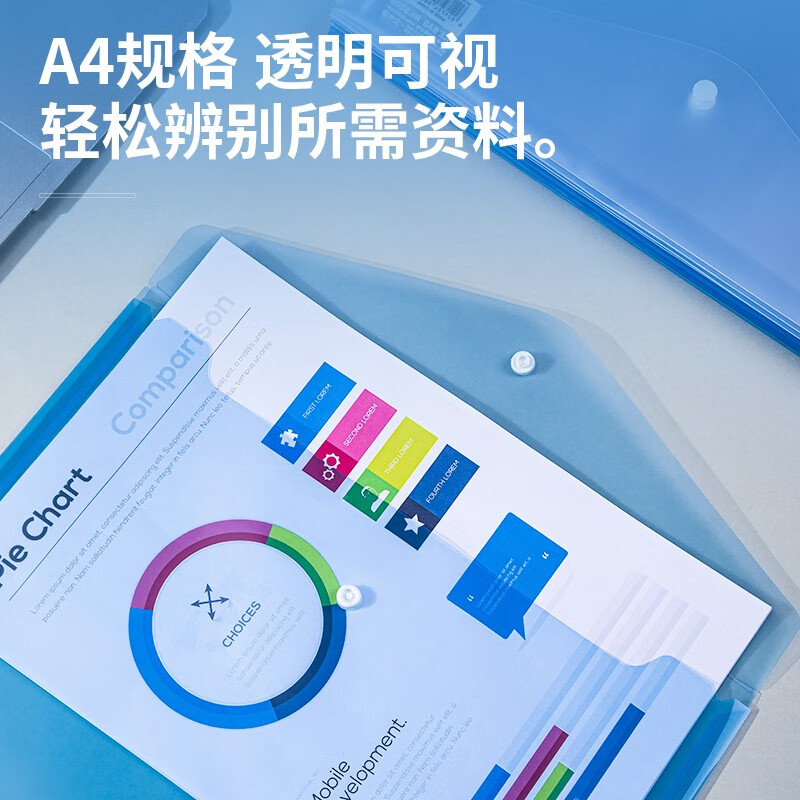 得力(deli)A4透明按扣文件袋资料袋 10只装 办公用品