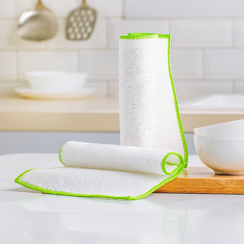 茶花（CHAHUA）竹纤去油抹布洗碗布巾家务清洁厨房毛巾去油家用吸水不掉毛 【2片装】竹纤去油抹布