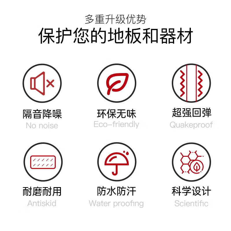 捷瑞特JOROTO美国品牌跑步机垫子隔音减震垫加厚防滑 中号 1米8