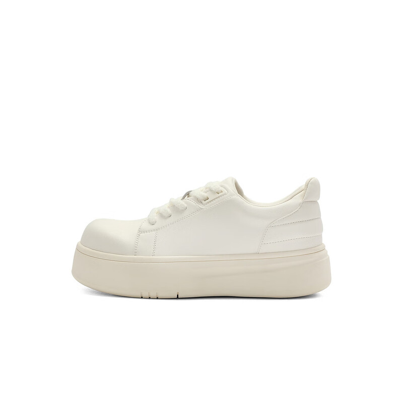 百丽简约百搭板鞋女2023秋季新款丑萌圆头厚底休闲小白鞋B1568CM3预售 白色 35