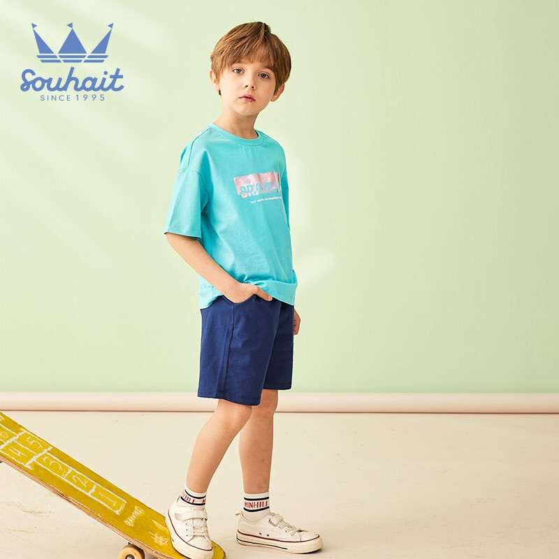 水孩儿 夏季 儿童短衣短裤套装 双重优惠折后￥69包邮 男、女童105~150码多款可选 Plus会员￥59