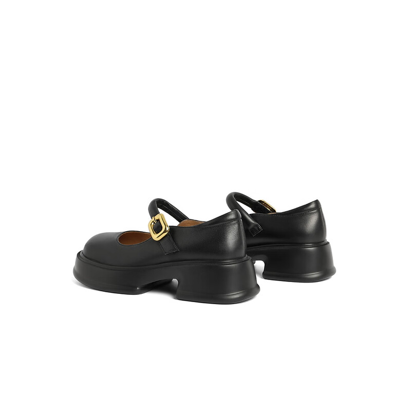 百丽JK学院风玛丽珍鞋女23秋季新商场同款羊皮休闲单鞋A3U1DCQ3 黑色 37