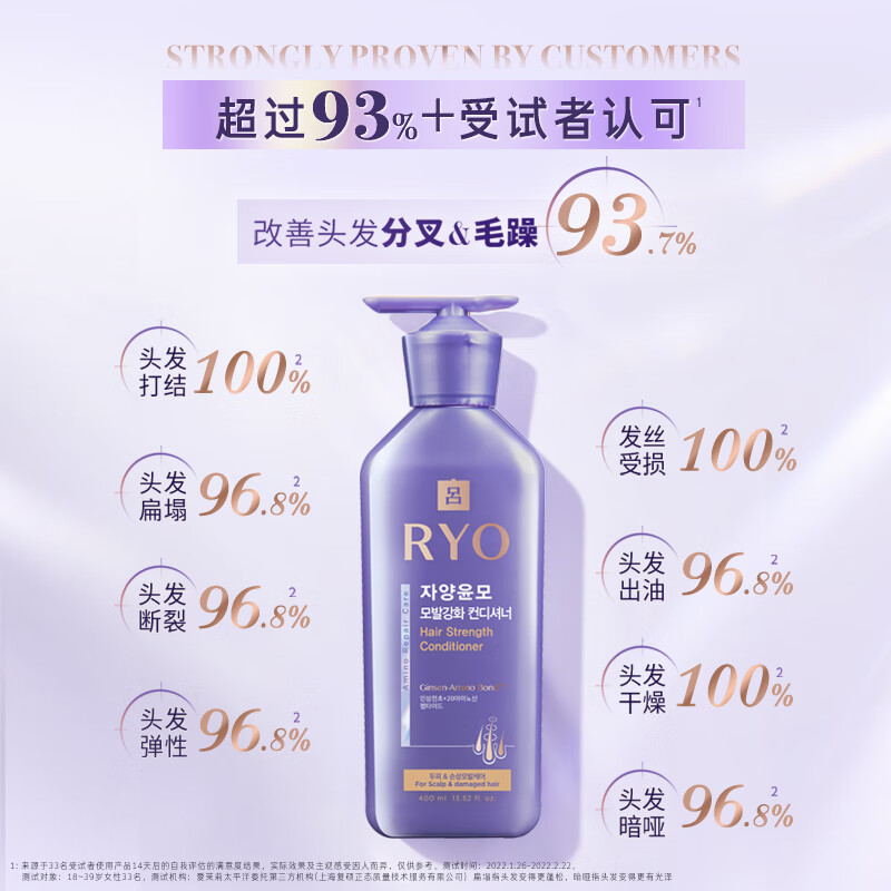 吕（Ryo）氨基酸紫吕中干性护发素 修护损伤改善毛躁盈亮顺滑护发乳400ml