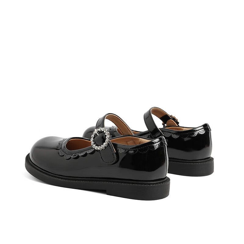百丽甜美玛丽珍鞋童鞋2023秋季新商场同款可爱小皮鞋V0016C83 黑色 28