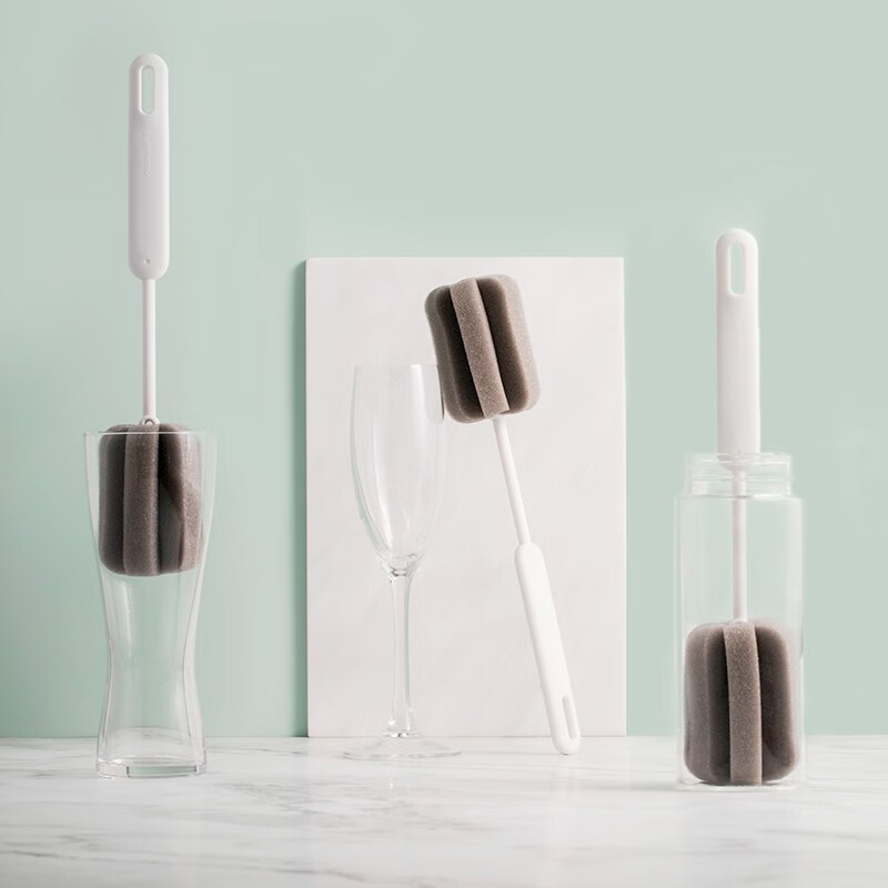 茶花易洁杯刷长柄小刷子去茶渍洗杯子海绵清洁刷奶瓶刷 海绵杯刷
